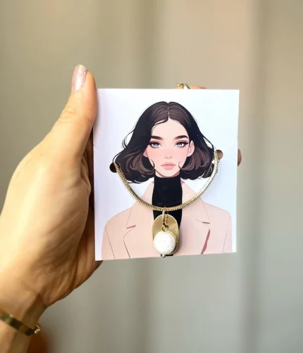 گردنبندبا پلاک خاص طلایی سفید رنگ ثابت